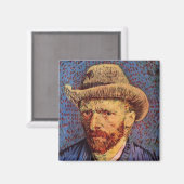 ビンセント・ファン・ゴッホ – 帽子と自己感じの写真 マグネット (正面/裏面)