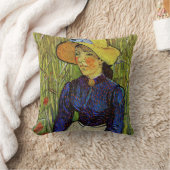 ビンセント・ファン・ゴッホ – 麦藁帽子の農夫の少女 クッション (ブランケット)