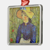 ビンセント・ファン・ゴッホ – 麦藁帽子の農夫の少女 メタルオーナメント (左)