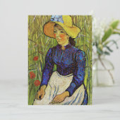 ビンセント・ファン・ゴッホ – 麦藁帽子の農夫の少女 招待状 (スタンド正面)
