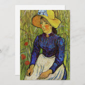 ビンセント・ファン・ゴッホ – 麦藁帽子の農夫の少女 招待状 (正面/裏面)