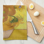 ビンセント・ファン・ゴッホ-15ひまわりの花と花瓶 キッチンタオル (四つ折り)