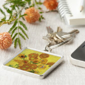 ビンセント・ファン・ゴッホ-15ひまわりの花と花瓶 キーホルダー (側面)