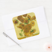 ビンセント・ファン・ゴッホ-15ひまわりの花と花瓶 スクエアシール (封筒)