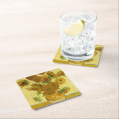 ビンセント・ファン・ゴッホ-15ひまわりの花と花瓶 スクエアペーパーコースター (インサイチュ)