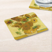 ビンセント・ファン・ゴッホ-15ひまわりの花と花瓶 スクエアペーパーコースター (アングル)