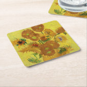 ビンセント・ファン・ゴッホ-15ひまわりの花と花瓶 スクエアペーパーコースター (アングル)