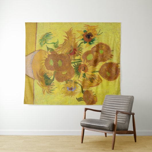 ビンセント・ファン・ゴッホ-15ひまわりの花と花瓶 タペストリー (インサイチュ(横))