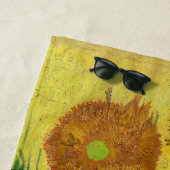 ビンセント・ファン・ゴッホ-15ひまわりの花と花瓶 ビーチタオル (インサイチュ)