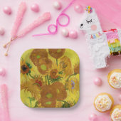 ビンセント・ファン・ゴッホ-15ひまわりの花と花瓶 ペーパープレート (パーティー)