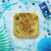 ビンセント・ファン・ゴッホ-15ひまわりの花と花瓶 ペーパープレート (パーティー)