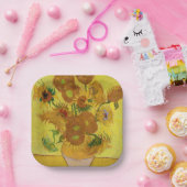 ビンセント・ファン・ゴッホ-15ひまわりの花と花瓶 ペーパープレート (パーティー)