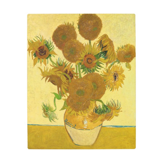 ビンセント・ファン・ゴッホ-15ひまわりの花と花瓶 メタルプリント (正面)
