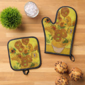 ビンセント・ファン・ゴッホ-15ひまわりの花と花瓶 鍋つかみ&鍋敷きセット (トップダウン)