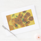 ビンセント・ファン・ゴッホ-15ひまわりの花と花瓶 長方形シール (封筒)