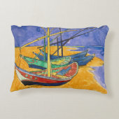 ビンセント・ヴァンゴッホ-魚釣りボートのビーチ アクセントクッション (裏面)