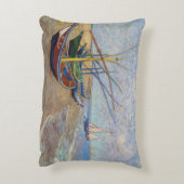 ビンセント・ヴァンゴッホ-魚釣りボートのビーチ アクセントクッション (裏面(縦))