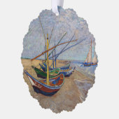 ビンセント・ヴァンゴッホ-魚釣りボートのビーチ オーナメントカード (左)