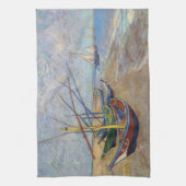 ビンセント・ヴァンゴッホ-魚釣りボートのビーチ キッチンタオル (縦)