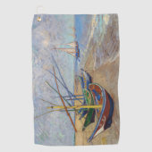 ビンセント・ヴァンゴッホ-魚釣りボートのビーチ ゴルフタオル (正面)