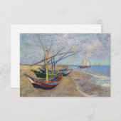 ビンセント・ヴァンゴッホ-魚釣りボートのビーチ サンキューカード (正面/裏面)