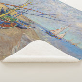 ビンセント・ヴァンゴッホ-魚釣りボートのビーチ シェルパブランケット (3/4)