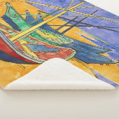 ビンセント・ヴァンゴッホ-魚釣りボートのビーチ シェルパブランケット (3/4)