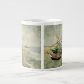 ビンセント・ヴァンゴッホ-魚釣りボートのビーチ ジャンボコーヒーマグカップ (正面)