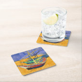 ビンセント・ヴァンゴッホ-魚釣りボートのビーチ スクエアペーパーコースター (インサイチュ)