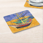 ビンセント・ヴァンゴッホ-魚釣りボートのビーチ スクエアペーパーコースター (アングル)