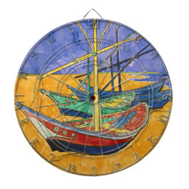 ビンセント・ヴァンゴッホ-魚釣りボートのビーチ ダーツボード