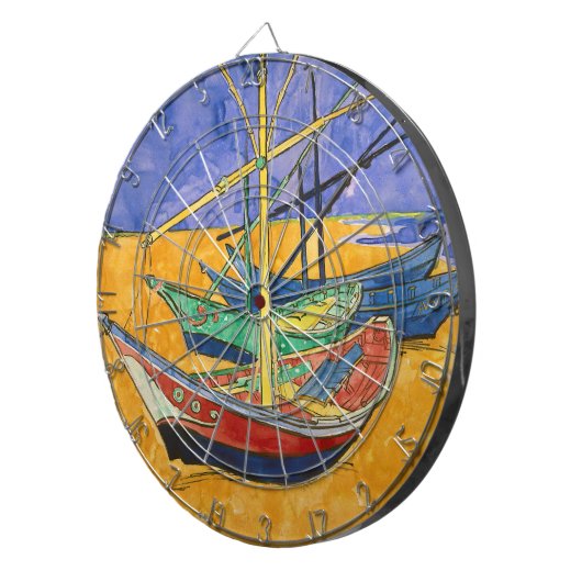 ビンセント・ヴァンゴッホ-魚釣りボートのビーチ ダーツボード (正面右)