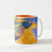 ビンセント・ヴァンゴッホ-魚釣りボートのビーチ ツートーンマグカップ (正面右)