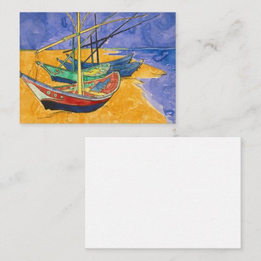 ビンセント・ヴァンゴッホ-魚釣りボートのビーチ ノートカード (正面/裏面)