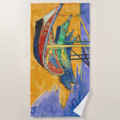 ビンセント・ヴァンゴッホ-魚釣りボートのビーチ ビーチタオル (正面)