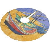 ビンセント・ヴァンゴッホ-魚釣りボートのビーチ ブラッシュドポリエステルツリースカート (アングル)