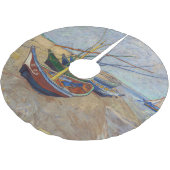 ビンセント・ヴァンゴッホ-魚釣りボートのビーチ ブラッシュドポリエステルツリースカート (アングル)