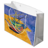 ビンセント・ヴァンゴッホ-魚釣りボートのビーチ ラージペーパーバッグ (裏面アングル)