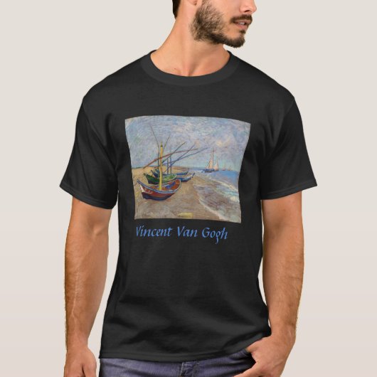 ビンセント・ヴァンゴッホ-魚釣りボートのビーチ Tシャツ (正面)