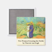 ビンセント・ヴァン・ゴッホによって畑を横切る2人の女性 マグネット (正面/裏面)
