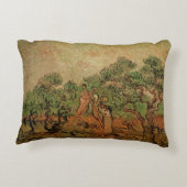 ビンセント・ヴァン・ゴッホによるオリーブピッキング アクセントクッション (裏面)