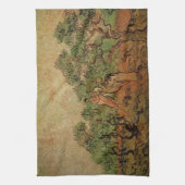 ビンセント・ヴァン・ゴッホによるオリーブピッキング キッチンタオル (縦)