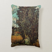 ビンセント・ヴァン・ゴッホによるサイプレスと女性2人 アクセントクッション (裏面(縦))