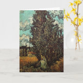 ビンセント・ヴァン・ゴッホによるサイプレスと女性2人 カード (黄色い花)