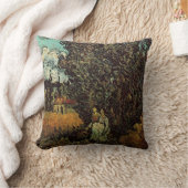 ビンセント・ヴァン・ゴッホによるサイプレスと女性2人 クッション (ブランケット)