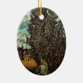ビンセント・ヴァン・ゴッホによるサイプレスと女性2人 セラミックオーナメント (裏面)