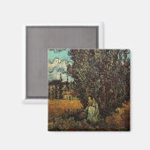 ビンセント・ヴァン・ゴッホによるサイプレスと女性2人 マグネット (正面/裏面)