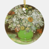 ビンセント・ヴァン・ゴッホによるジニアスと花の花瓶 セラミックオーナメント (正面)