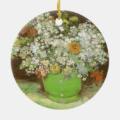 ビンセント・ヴァン・ゴッホによるジニアスと花の花瓶 セラミックオーナメント (裏面)