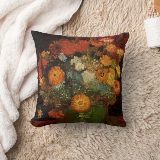 ビンセント・ヴァン・ゴッホによるジニアスの静物花器 クッション (ブランケット)